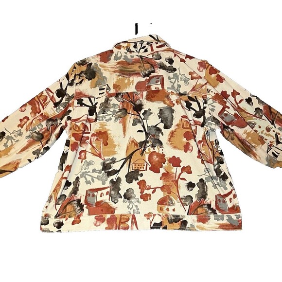 Christopher & Banks Blazer Womens Size Large Tan Multicolor Full‎ Button Stretch - Picture 2 of 11